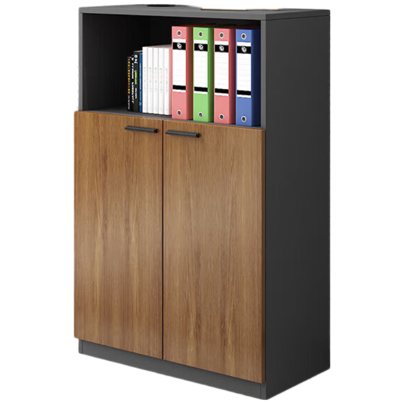 锦北木质文件柜办公室矮柜茶水柜收纳柜[开放格款2门]80*40*120cm