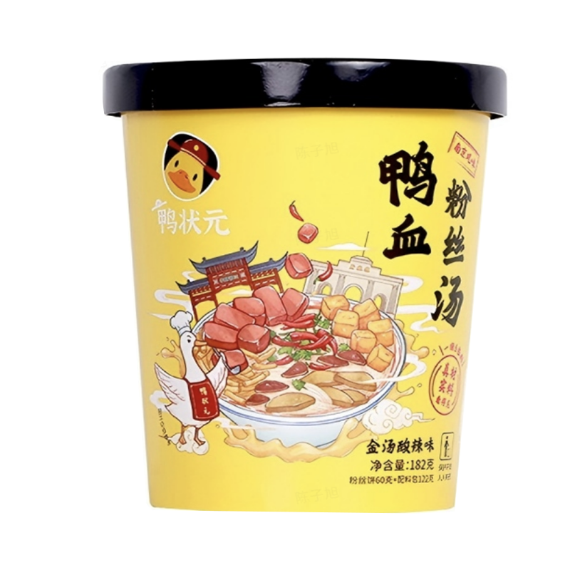 鸭状元鸭血粉丝汤金汤酸辣味182g/碗*6