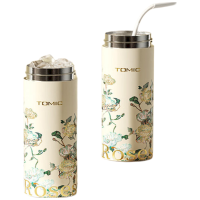 特美刻(TOMIC)TW60219Ti13纯钛抗菌保温杯梵高联名白色玫瑰 300ml