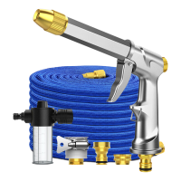 绿族洗车水喷枪高压水枪(5m伸缩水枪(伸缩管+泡沫壶+银色合金水枪+接头)