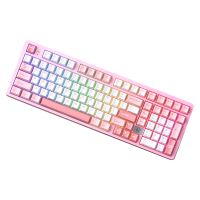LEOBOGHi98Pro客制化有线无线机械键盘铝坨坨板簧Gasket结构98配列全键无冲热插拔 桃夭粉 芭比轴
