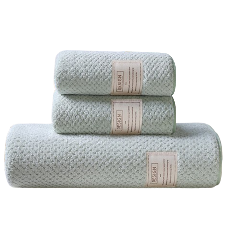 洁丽雅毛巾礼盒毛巾*2+浴巾*1菠萝格加厚家用柔软吸水浅绿W30872+W3088