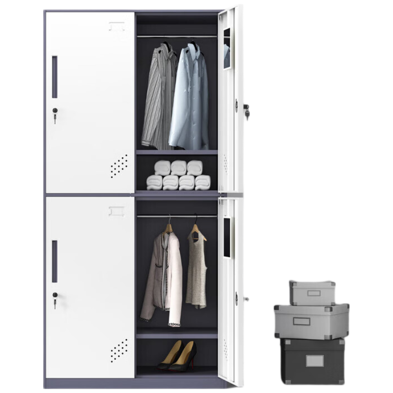 晋舰钢制拆装更衣柜铁皮衣柜宿舍车间多门衣柜办公室储物柜灰白四门