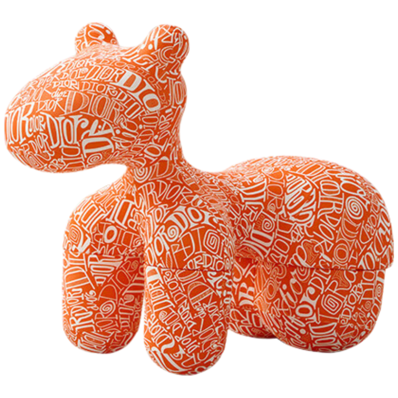 晋舰小马椅儿童动物座椅客厅休闲卡通坐凳沙发中号冰丝迪橙[冰丝料]