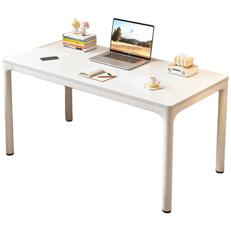 锦北木制办公桌家用简易书桌学习桌茶白色+白架 140x60x74cm