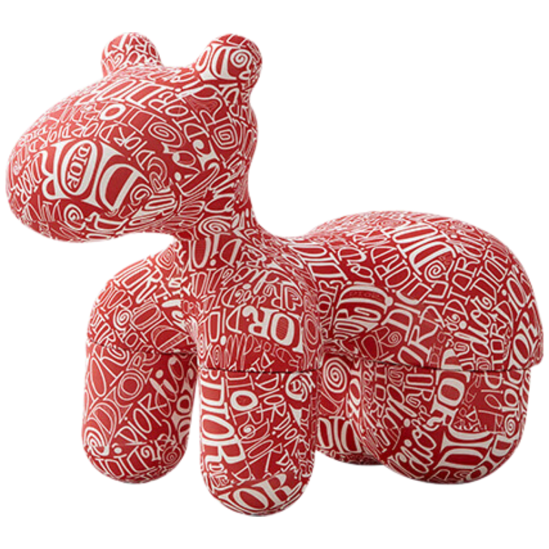 戴劲小马椅儿童动物座椅客厅休闲卡通坐凳沙发中号冰丝迪红[冰丝料]