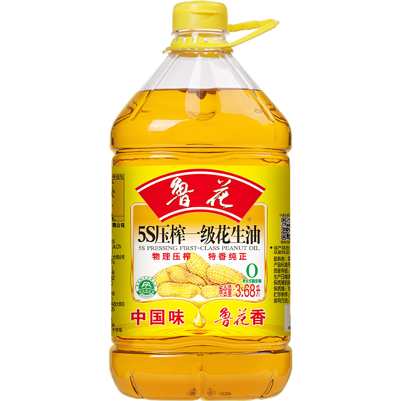 鲁花 5S压榨一级花生油 3.68L 食用油 粮油 礼品 家用炒菜 植物油 营养健康轻食 送礼佳品 物理压榨 香浓味美