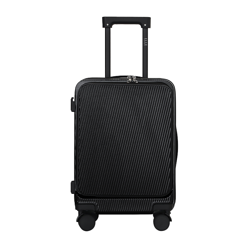 ELLE HOMME前开盖行李箱20吋商务电脑登机箱旅行箱 百搭黑 20英寸 EH8888