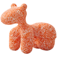 晋舰小马椅儿童动物座椅客厅休闲卡通坐凳沙发大号冰丝迪橙[冰丝料]]