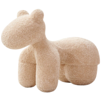 晋舰小马椅儿童动物座椅客厅休闲卡通坐凳沙发大号香槟色[羊毛卷料]