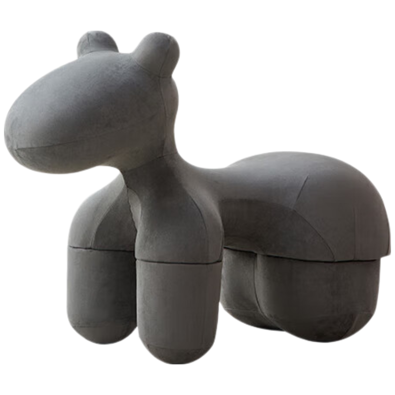 锦北小马椅儿童动物座椅客厅休闲卡通坐凳沙发大号星空灰[皮绒料]