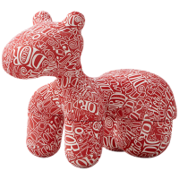 戴劲小马椅儿童动物座椅客厅休闲卡通坐凳沙发大号冰丝迪红[冰丝料]