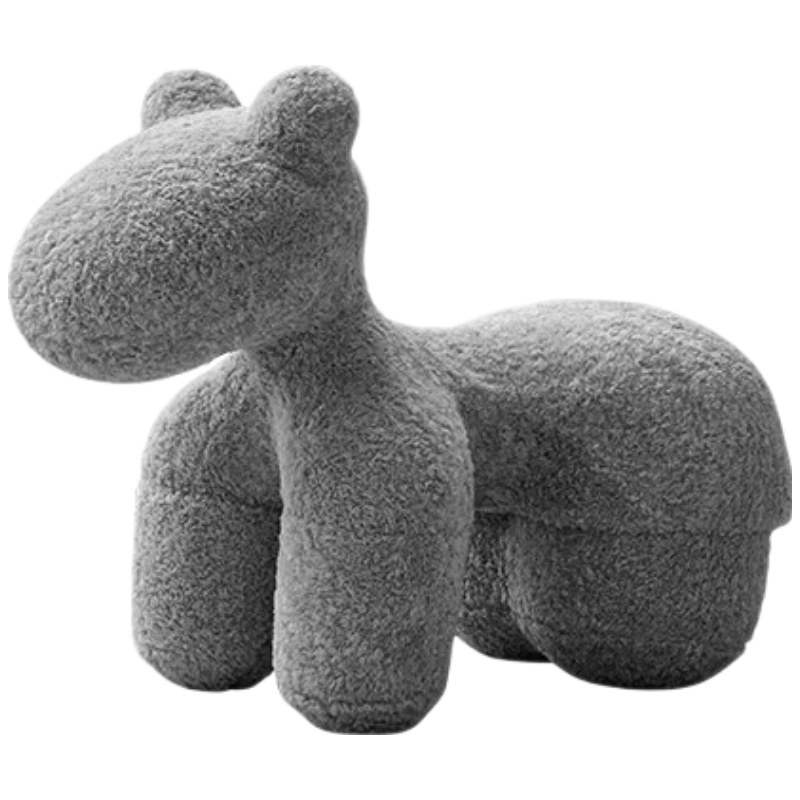 锦北小马椅儿童动物座椅客厅休闲卡通坐凳沙发中号神秘灰[羊毛卷料]