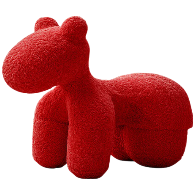 晋舰小马椅儿童动物座椅客厅休闲卡通坐凳沙发大号大红色[羊毛卷料]