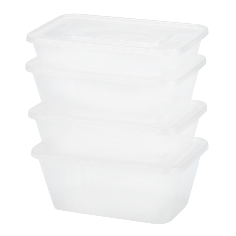 DERUIMAN一次性饭盒方形透明打包盒350ml带盖餐盒