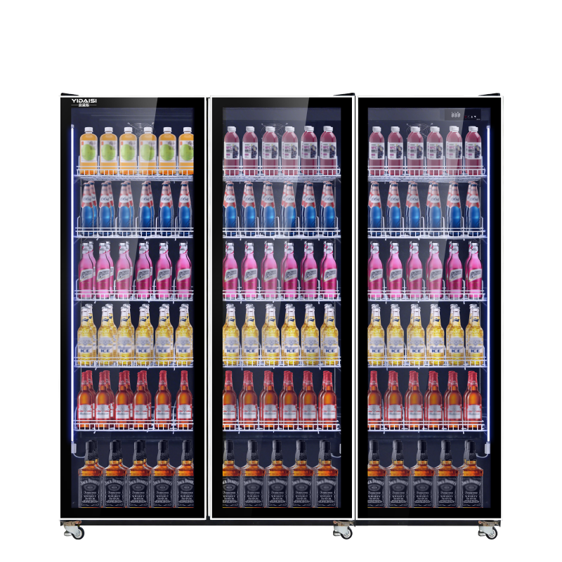 意黛斯网红酒水展示柜商用啤酒柜冷藏三色灯光展示柜水果保鲜便利店酒吧KTV免倒水防雾风冷饮料柜YDS-WHJSG-1860