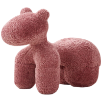 锦北小马椅儿童动物座椅客厅休闲卡通坐凳沙发中号紫红色[羊毛卷料]