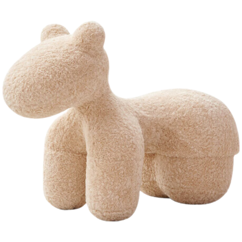 戴劲小马椅儿童动物座椅客厅休闲卡通坐凳沙发大号白色[羊毛卷料]