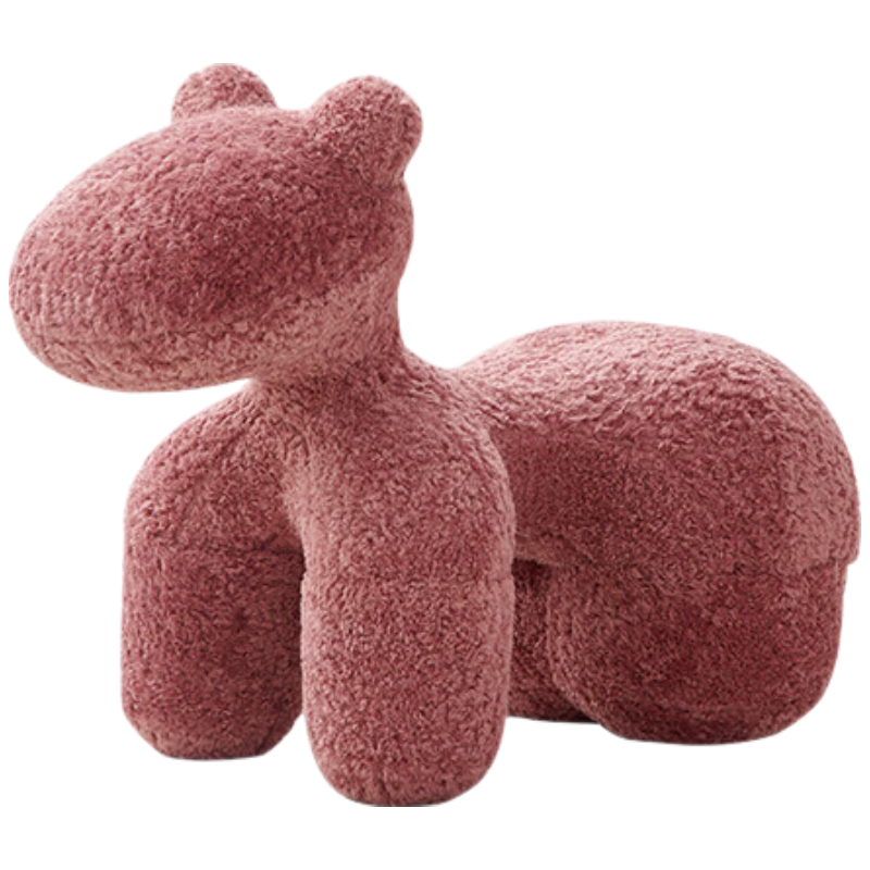 锦北小马椅儿童动物座椅客厅休闲卡通坐凳沙发大号紫红色[羊毛卷料]