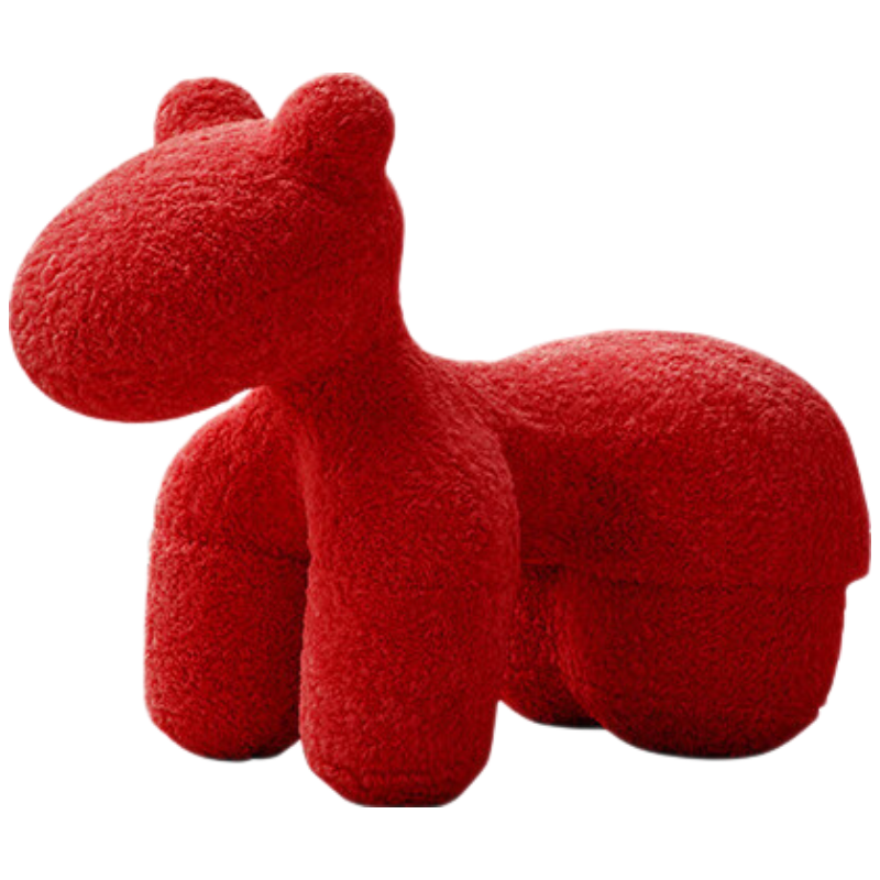 晋舰小马椅儿童动物座椅客厅休闲卡通坐凳沙发中号大红色[羊毛卷料]