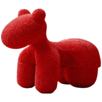 晋舰小马椅儿童动物座椅客厅休闲卡通坐凳沙发中号大红色[羊毛卷料]