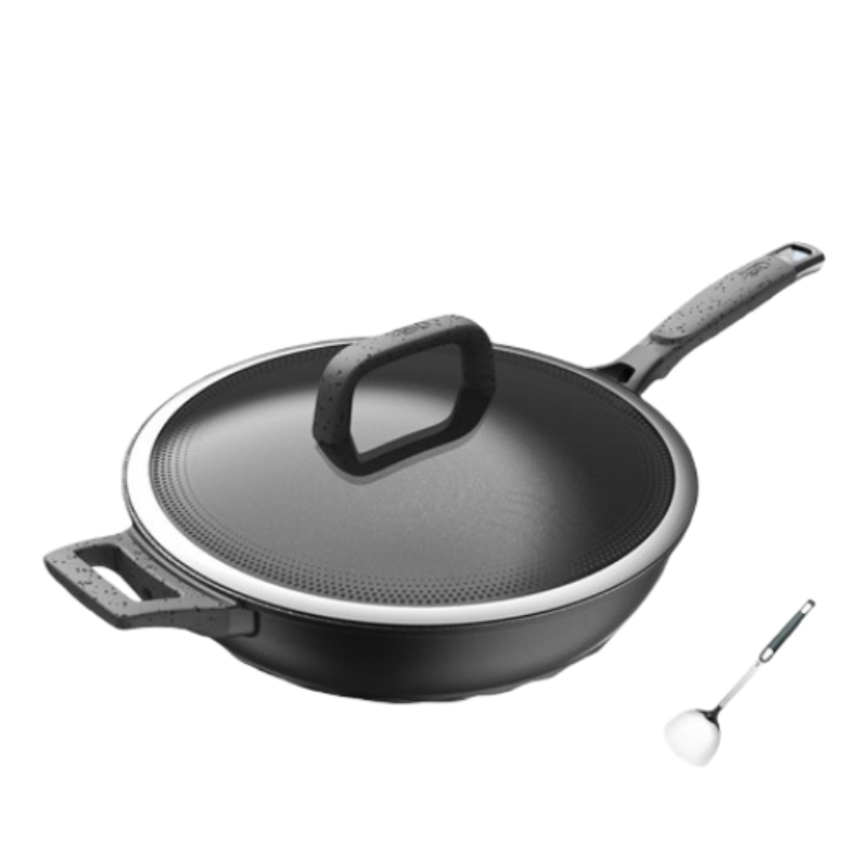 爱仕达(ASD) 炒锅魔法石系列4-6人无烟不粘锅32cm能铁铲高端炒菜锅F1Q电磁炉通用旗舰正品 CL32F1Q-GY