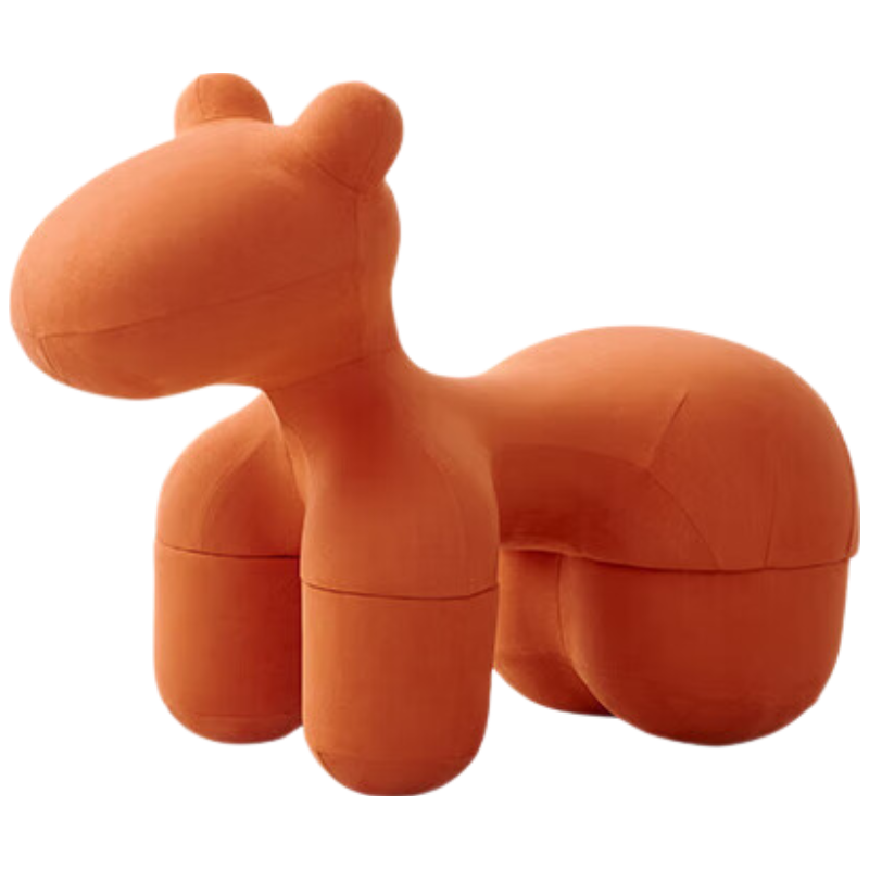 晋舰小马椅儿童动物座椅客厅休闲卡通坐凳沙发中号橙黄色[皮绒料]