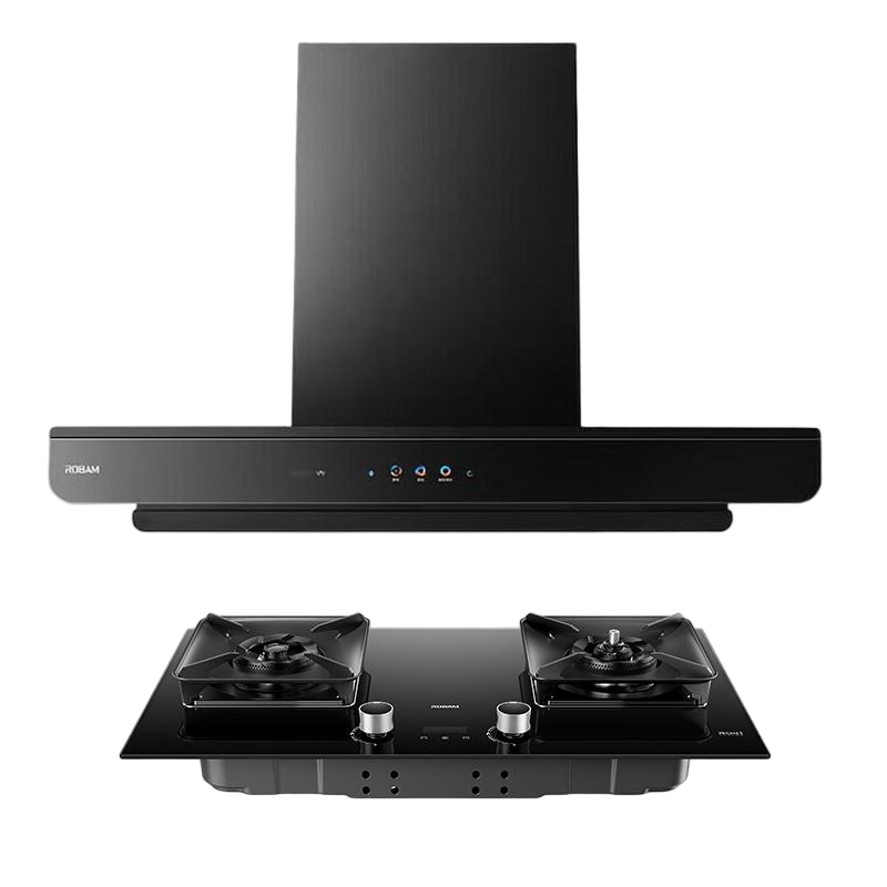 老板(Robam)抽油烟机28风量1380Pa静压 双腔变频大吸力烟灶联动 定时防干烧烟灶套餐E2+51B0AS