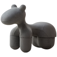 晋舰小马椅儿童动物座椅客厅休闲卡通坐凳沙发中号星空灰[皮绒料]