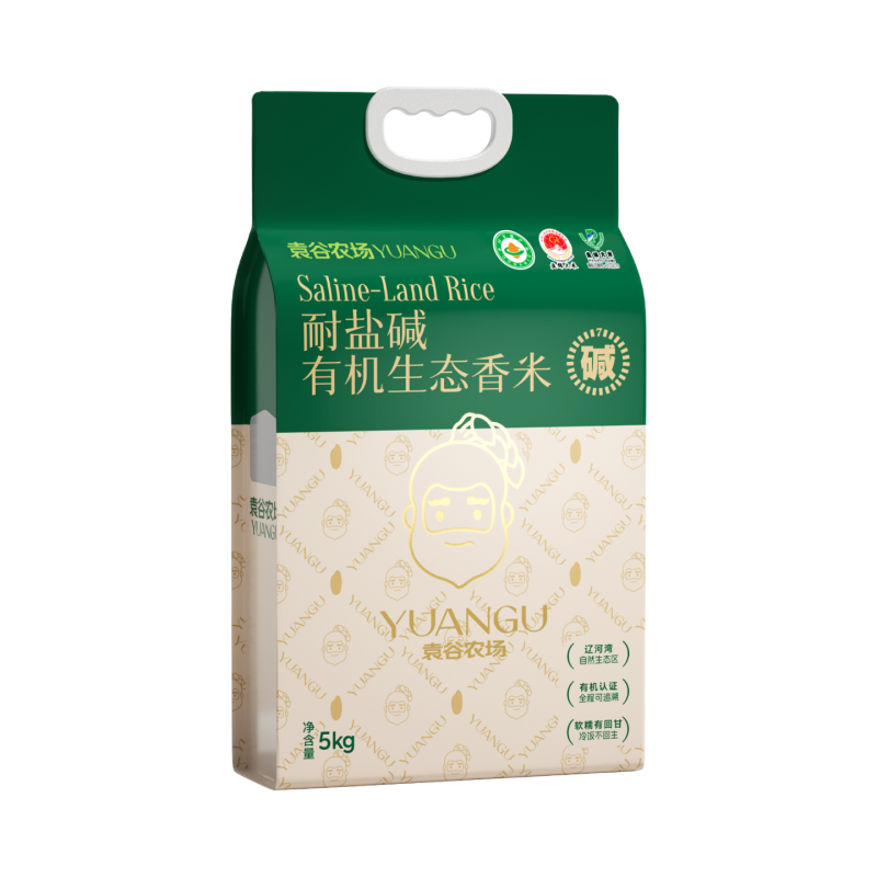袁谷大米25年新米 耐盐碱生态香米10斤东北蟹田米粥米圆粒珍珠米粳米 耐盐碱生态有机香米5kg(有机米)