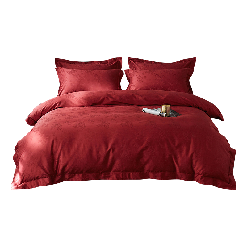 伊伊爱 长绒棉提花宽边婚庆四件套