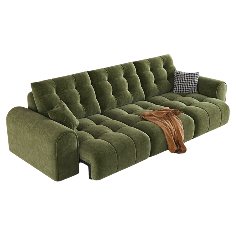 虔度雪尼尔意式极简布艺沙发复古客厅云朵直排沙发奶油