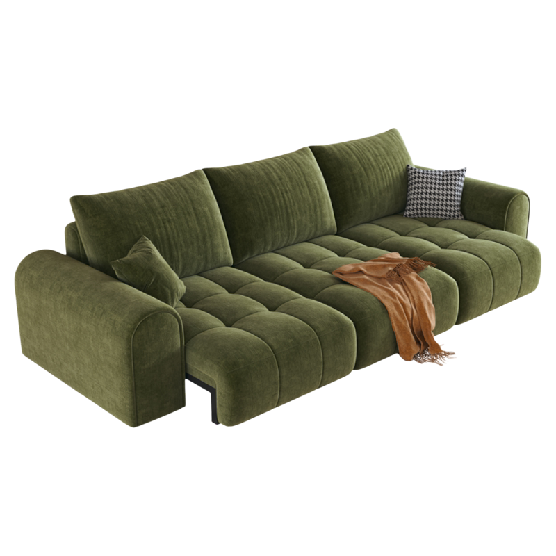 虔度零靠墙泡芙棉花糖多功能小户型电动伸缩雪尼尔布艺沙发