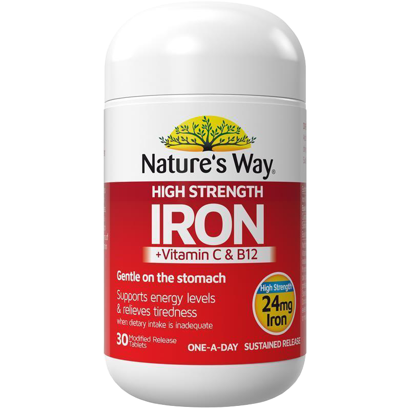 Nature's Way 佳思敏 高浓度铁片30粒 1瓶装 含维生素C B12 高浓度C+VC+B12缓释片 澳洲进口