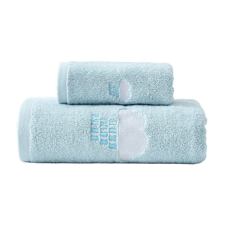 伊伊爱 纯色刺绣天气毛巾2条装 礼盒装