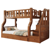 上下铺双层床两层上下床高低床实木子母床交错式小户型木床儿童床