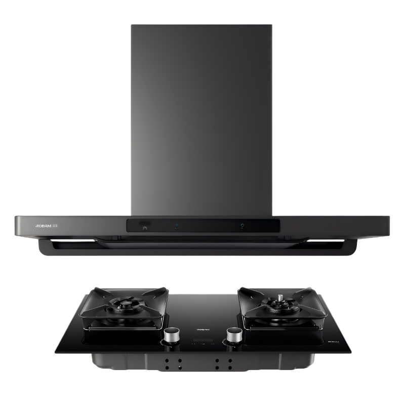 老板抽吸排油烟机欧式变频27立方大风量1500Pa 家用厨房大吸力油烟机挥手智控烟灶联动 F70+51B0AS