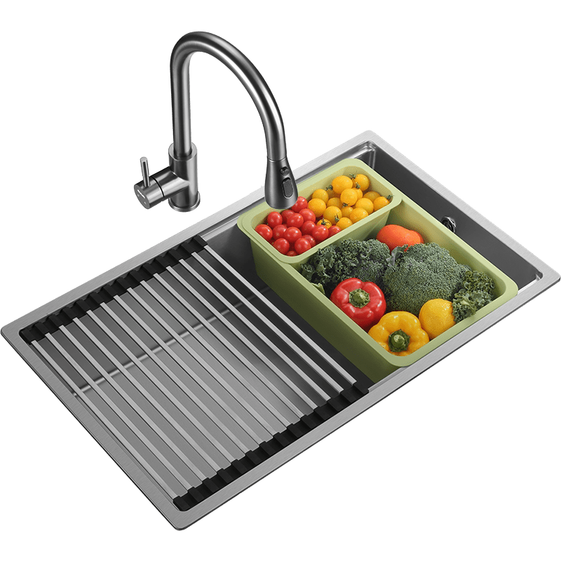 欧琳(OULIN)飞雨瀑布水槽单槽9157/9157H厨房304不锈钢洗菜盆