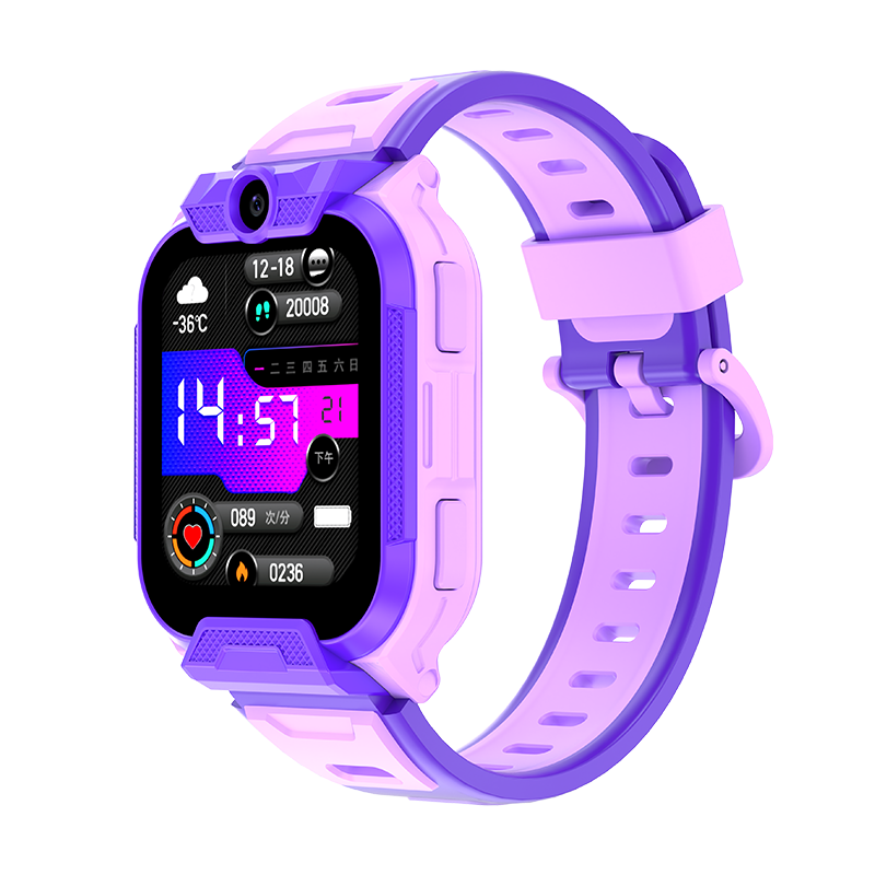 华硕a豆儿童智能电话手表A2全网通视频插卡通话支付微聊大屏拍照定位防水学生礼物 风铃紫
