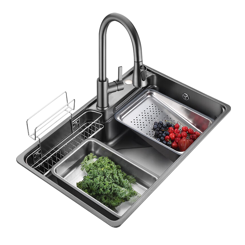 欧琳(OULIN) 黑色石英石水槽单槽WGS112厨房洗菜池