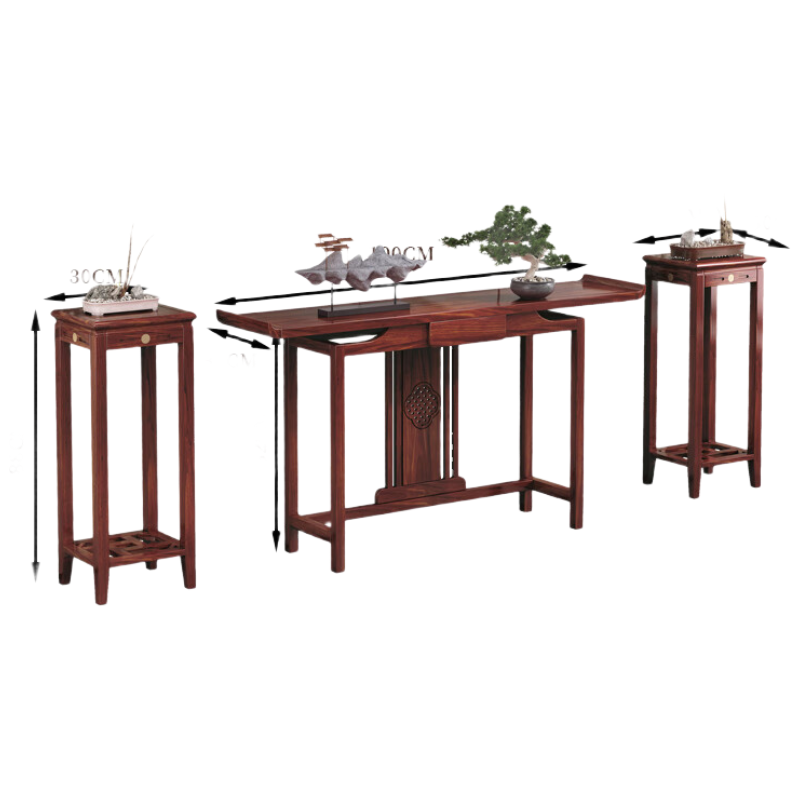 晋舰玄关桌入户门厅客厅条案新中式木制供桌靠墙玄关台100鱼鳞组合款