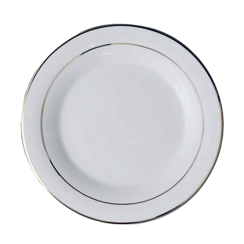 橙亿鸿 陶瓷双金线平盘 自助餐盘 9英寸/个