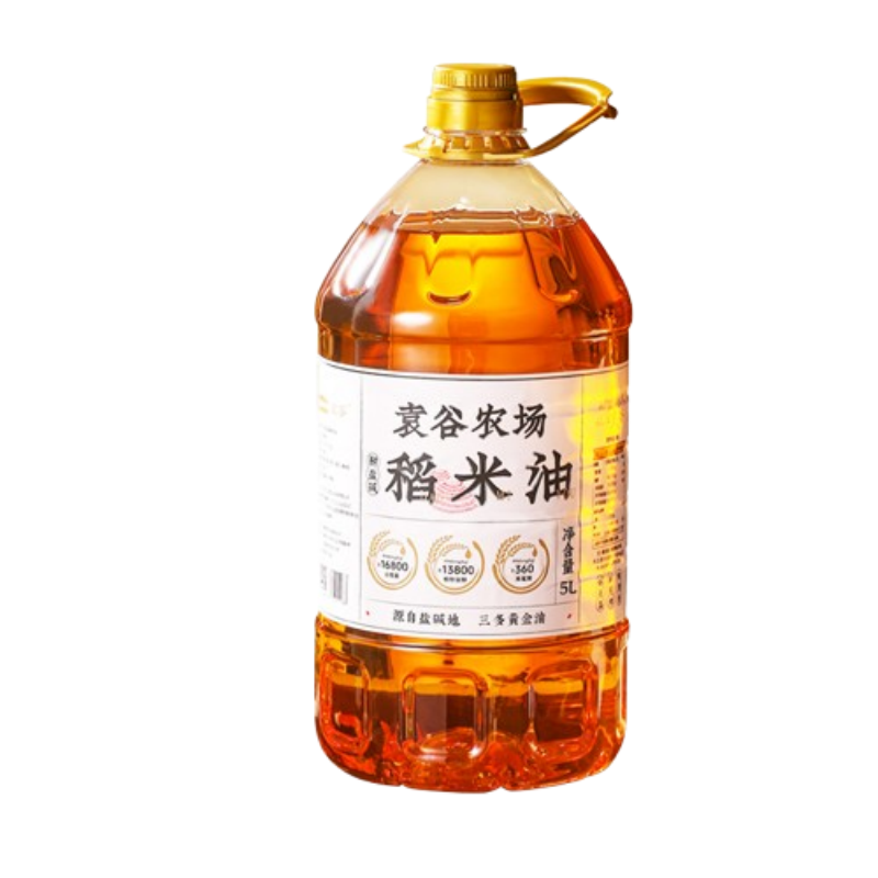 袁谷农场稻米油5L 食用油 谷维多米糠油 植物油 低烟点家用油烹饪 稻米油5L