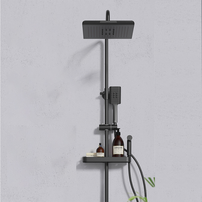 箭牌(ARROW)卫浴花洒 空气能增压淋浴花洒套装 黑色花洒 方形大顶喷淋浴套装 妇洗喷枪神器 入墙式多出水不锈钢淋浴