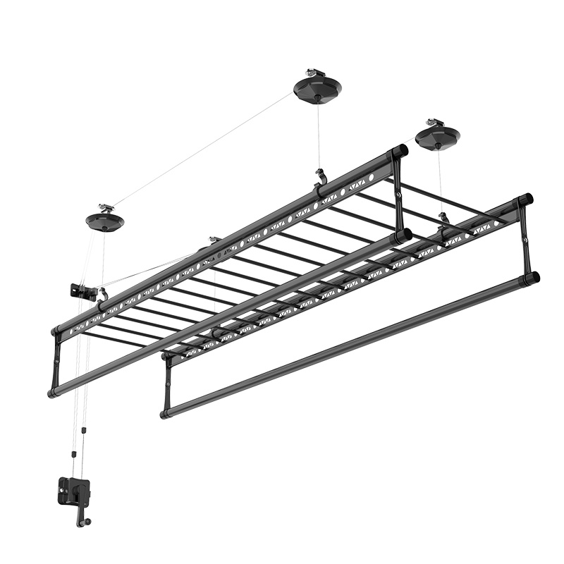 施耐德手摇晾衣架 手动升降阳台凉衣架 家用四杆晾衣杆晒衣架晾衣服阳台晾衣杆