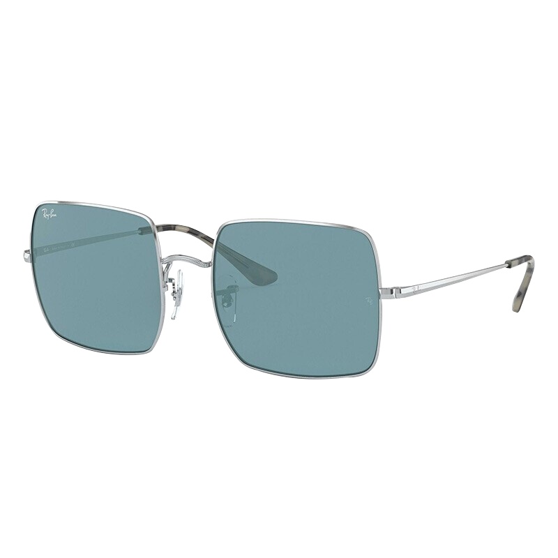 RayBan雷朋太阳镜女款潮流气质方形墨镜0RB1971 919756银色镜框天蓝色反光蓝色镜片尺寸54