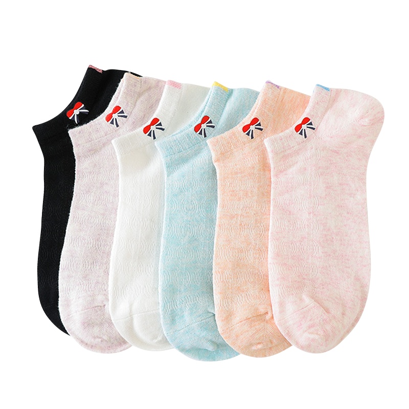 浪莎6双袜子女短袜浅口春夏季超薄款网眼袜可爱日系韩版透气夏天船袜