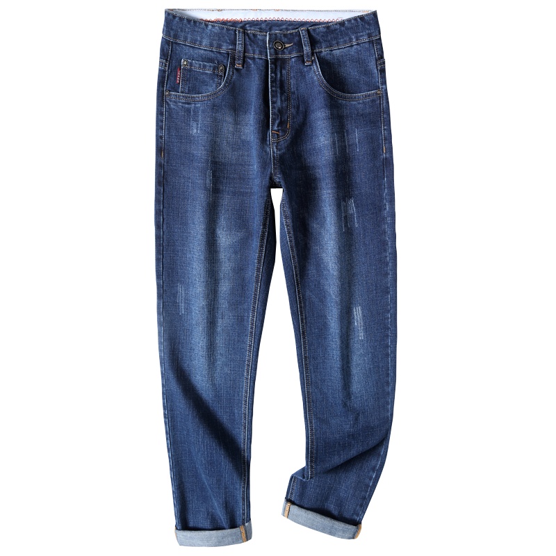 吉普战车2021年秋季新款男士牛仔裤修身弹力中青年时尚韩版小直筒牛仔裤男士中腰男士休闲裤男装潮流长裤-1