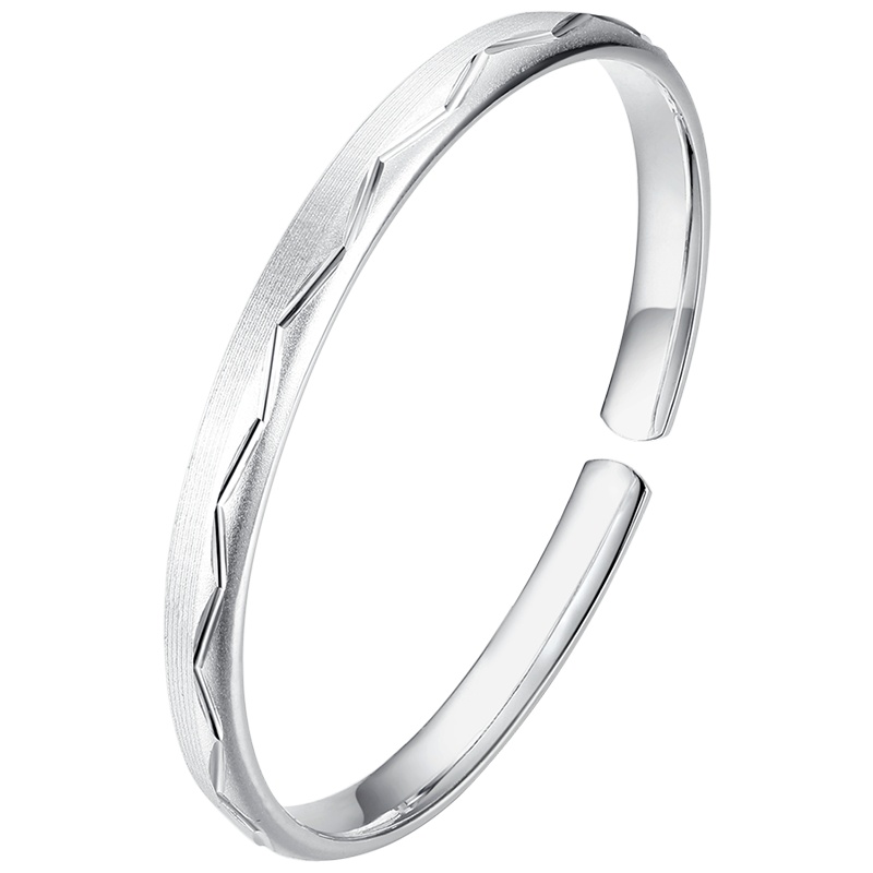 佰色传情银手镯女999纯银手镯年轻款镯子足银手饰手链女友礼物