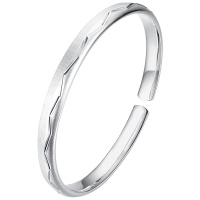 佰色传情银手镯女999纯银手镯年轻款镯子足银手饰手链女友礼物